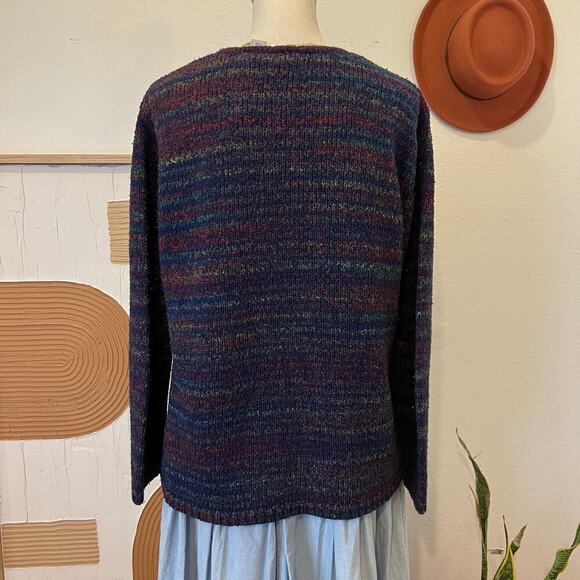 Liz Claiborne Comfy Blue Rainbow Loose Soft Knit Oversized Pullover Sweater - M - Picture 3 of 10
